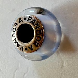 Pandora Blue and White candy cane striped Murano charm (retired)